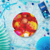 抽象芸術色（赤） ペーパープレート (パーティー)