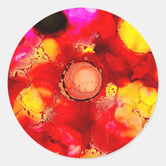抽象芸術色（赤） ラウンドシール (正面)