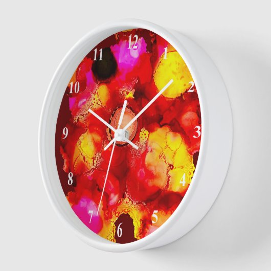 抽象芸術色（赤） 壁時計 (傾斜)