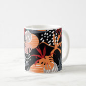 抽象芸術花と熱帯葉スケッチ船 コーヒーマグカップ (正面右)