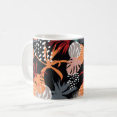 抽象芸術花と熱帯葉スケッチ船 コーヒーマグカップ (正面左)
