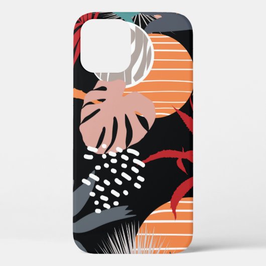 抽象芸術花と熱帯葉スケッチ船 Case-Mate iPhoneケース (裏面)