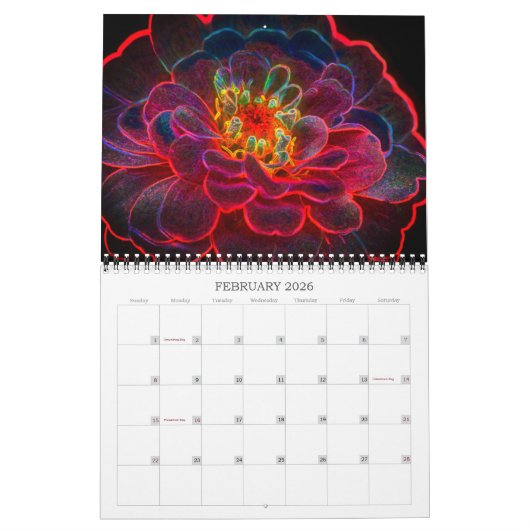 抽象芸術花と自然芸術 カレンダー (2月 2026)
