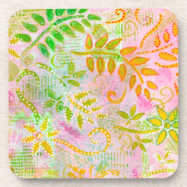抽象芸術花と葉コースター コースター