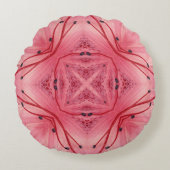 抽象芸術花びらソフトコーラルピンク ラウンドクッション (正面)