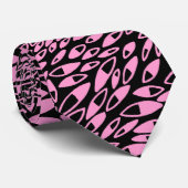 抽象芸術花びら – ピンクオンブラック ネクタイ (ロール)