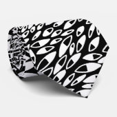 抽象芸術花びら – ホワイトオンブラック ネクタイ (ロール)