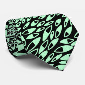 抽象芸術花びら-幽霊グリーンオンブラック ネクタイ (ロール)