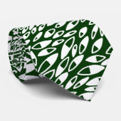 抽象芸術花びら- Dkグリーンの白 ネクタイ (ロール)