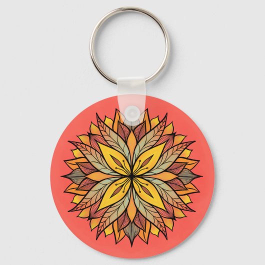抽象芸術花カラフルフローラ キーホルダー (正面)
