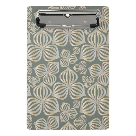 抽象芸術花シームレスなゴールデングレー+あなたのアイディア ミニクリップボード (正面)