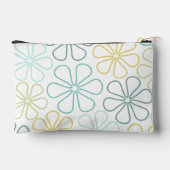 抽象芸術花ティール（緑がかった色）黄色ライム白 アクセサリーポーチ (裏面)
