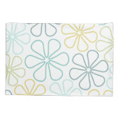 抽象芸術花ティール(緑がかった色)黄色ライム白 枕カバー (裏面)