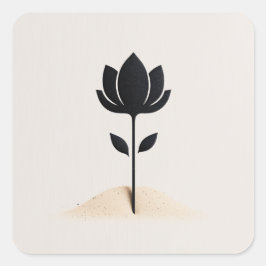 抽象芸術花デザイン スクエアシール