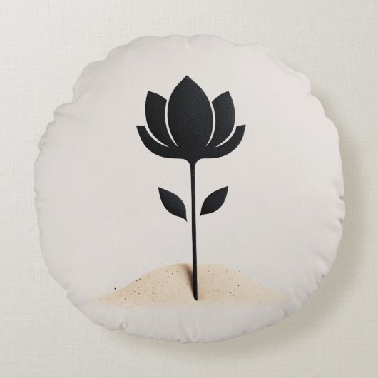 抽象芸術花デザイン ラウンドクッション (正面)