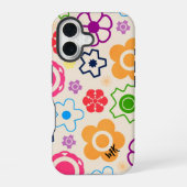 抽象芸術花パワーモノグラム iPhone 16ケース (裏面)