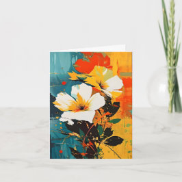 抽象芸術花プリント カード