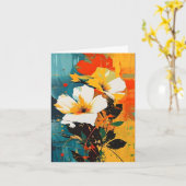 抽象芸術花プリント カード (黄色い花)