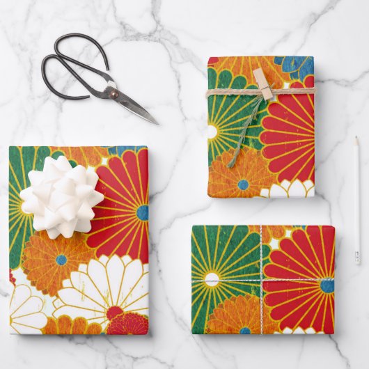 抽象芸術花ラッピング紙シート ラッピングペーパーシート (正面)
