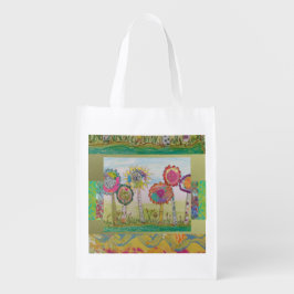 抽象芸術花再利用可能な買い物袋 エコバッグ