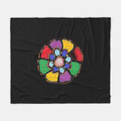 抽象芸術花弁デザイン黒背景 フリースブランケット (正面(横))