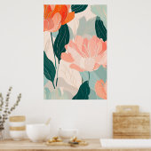 抽象芸術花柄イラストレーション ポスター (キッチン)