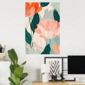 抽象芸術花柄イラストレーション ポスター (ホームオフィス)