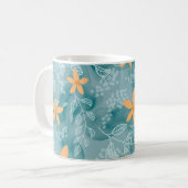 抽象芸術花柄オレンジティール（緑がかった色） コーヒーマグカップ (正面左)
