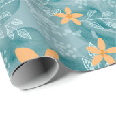 抽象芸術花柄オレンジティール（緑がかった色） ラッピングペーパー (ロールコーナー)