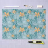 抽象芸術花柄オレンジティール（緑がかった色） 薄葉紙 (クラフト)