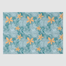 抽象芸術花柄オレンジティール（緑がかった色） 薄葉紙