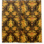 抽象芸術花柄金ゴールド花 シャワーカーテン (正面)