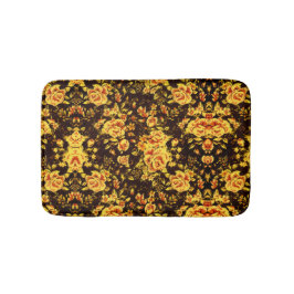 抽象芸術花柄金ゴールド花 バスマット