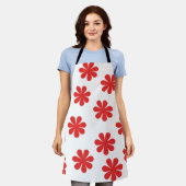 抽象芸術花柄 エプロン (着用した状態)