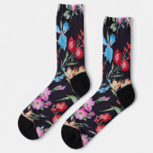 抽象芸術花柄 ソックス (左)