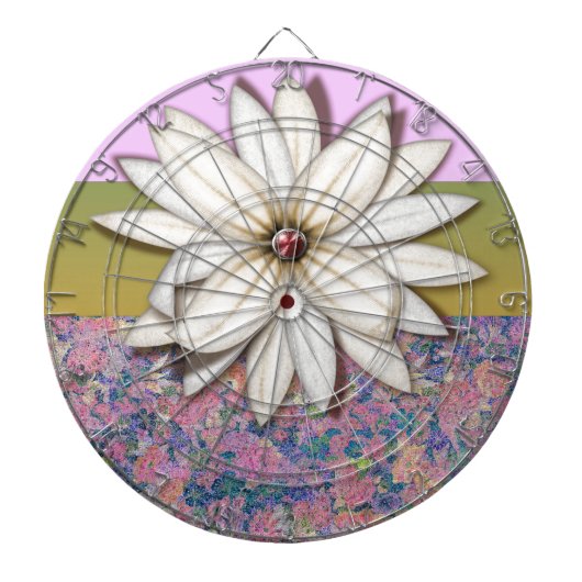 抽象芸術花柄（ピンクとブルー） ダーツボード (正面)