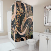 抽象芸術花柄、水玉模様、つる植物 シャワーカーテン (インサイチュ)