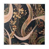 抽象芸術花柄、水玉模様、つる植物 タイル (正面)