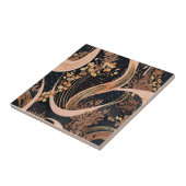 抽象芸術花柄、水玉模様、つる植物 タイル (側面)