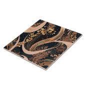 抽象芸術花柄、水玉模様、つる植物 タイル (側面)