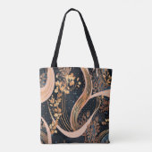 抽象芸術花柄、水玉模様、つる植物 トートバッグ (裏面)