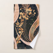 抽象芸術花柄、水玉模様、つる植物 バスタオルセット (ハンドタオル)