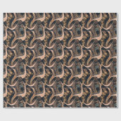 抽象芸術花柄、水玉模様、つる植物 ラッピングペーパー (フラット)