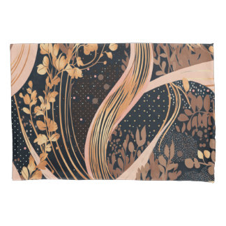 抽象芸術花柄、水玉模様、つる植物 枕カバー