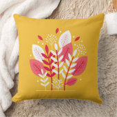 抽象芸術花模様ピンクオンイエロー クッション (ブランケット)