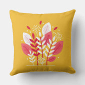 抽象芸術花模様ピンクオンイエロー クッション (裏面)