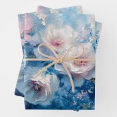 抽象芸術花模様ピンクブルーオイルペインティングデクページ ラッピングペーパーシート (インサイチュ)