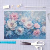 抽象芸術花模様ピンクブルーオイルペインティングデクページ 薄葉紙 (クラフト)