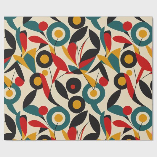 抽象芸術花模様 ラッピングペーパー (フラット)