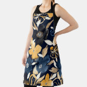 抽象芸術花模様：水彩繰り返しパターン エプロン (インサイチュ)